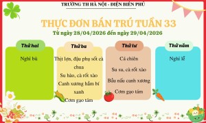 Thực đơn bán trú Tuần 33, Năm học 2025-2026